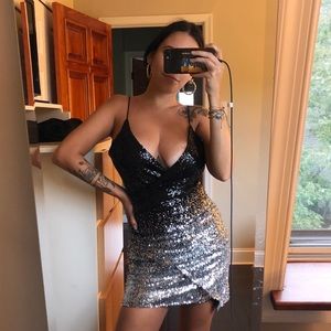 Silver Gradient sequin Mini dress